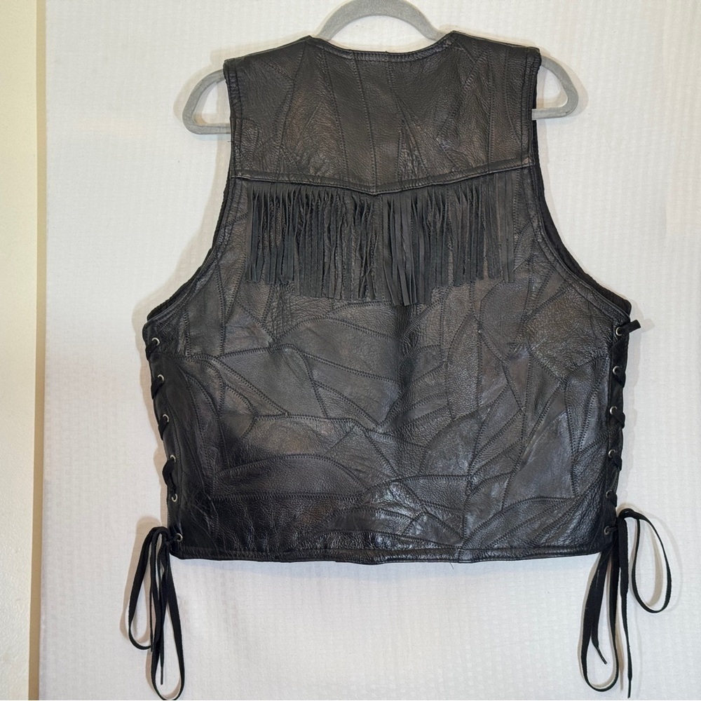 Vintage Navarre Genuine Buffalo Leather Fringe Vest XL – Italian Stone - Picture 13 of 17